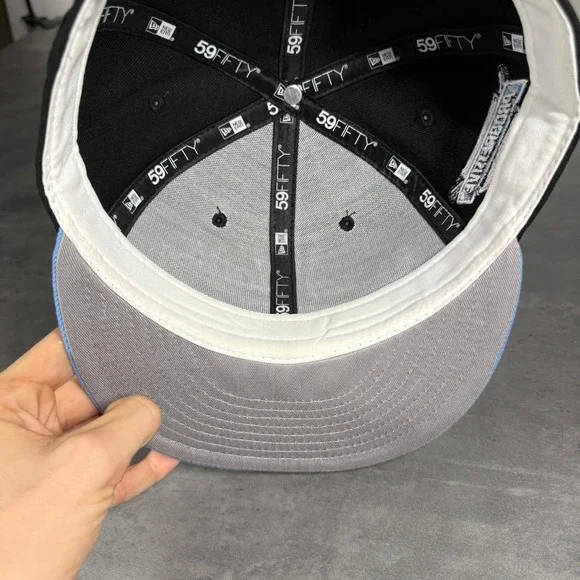 Hat Club Cleveland Guardians New Era Cap 7 1/4‎ Black Baby Blue Silver Metallic - Picture 6 of 7